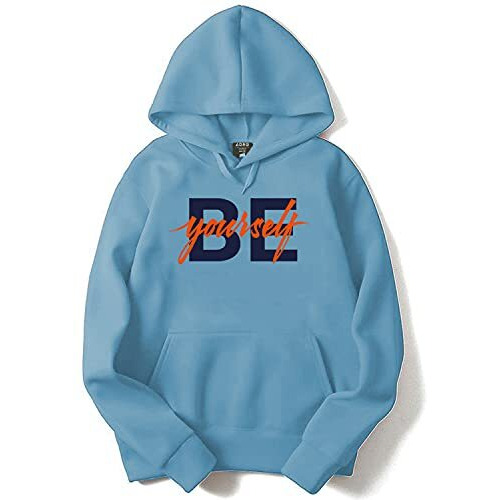 Adro Men's Cotton Neck Hooded Sweatshirt (H20-M-Byo-Sk_Skyblue_S)