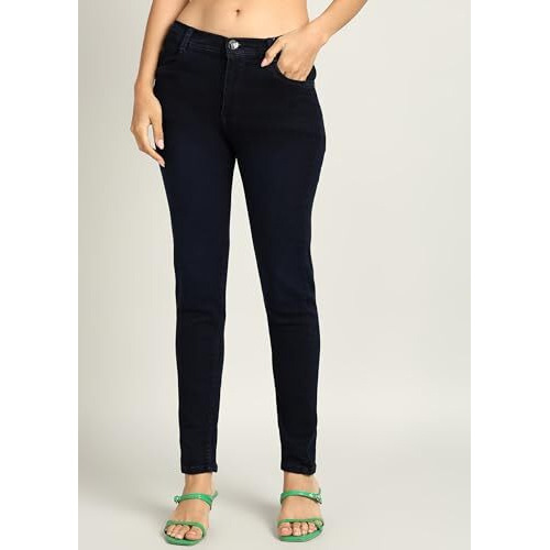 Nifty Women's Denim Stretchable Slim Fit High Waist Jeans (1393N_Cblu_28_Carbon_Blue_28)