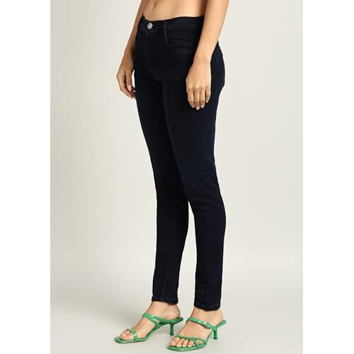 Nifty Women's Denim Stretchable Slim Fit High Waist Jeans (1393N_Cblu_28_Carbon_Blue_28)