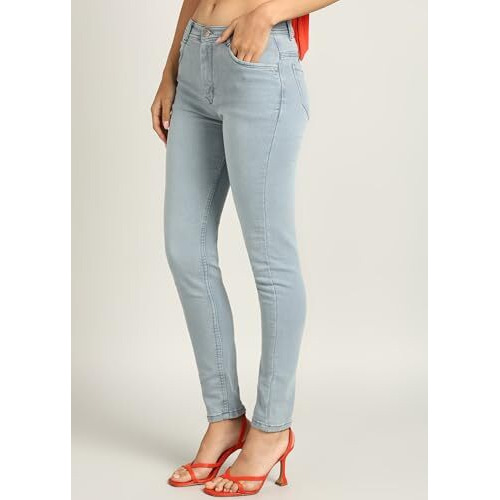 Nifty Women's Denim Stretchable Slim Fit High Waist Jeans (1393N_Gry_32_Grey_32)