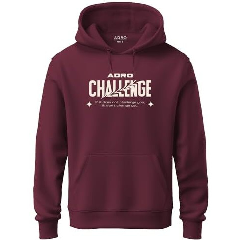 Adro Mens Abstract Design Backside Printed Hoodies In Premium Cotton Fleece 340 Gsm (H23-M-Chl-Mr_Maroon_2Xl)