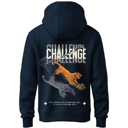 Adro Mens Abstract Design Backside Printed Hoodies In Premium Cotton Fleece 340 Gsm (H23-M-Chl-Nb_Navy_S)