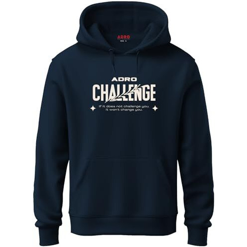 Adro Mens Abstract Design Backside Printed Hoodies In Premium Cotton Fleece 340 Gsm (H23-M-Chl-Nb_Navy_S)
