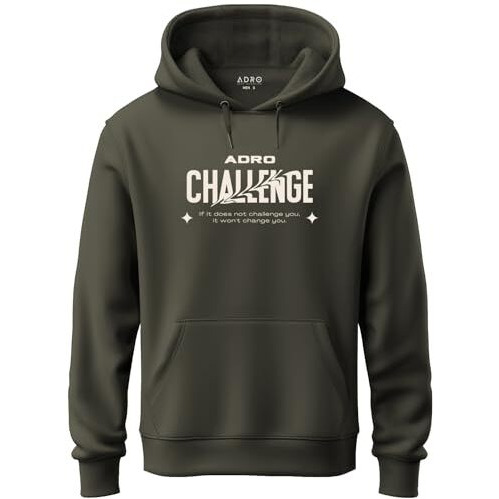 Adro Mens Abstract Design Backside Printed Hoodies In Premium Cotton Fleece 340 Gsm (H23-M-Chl-Ol_Olive_2Xl)