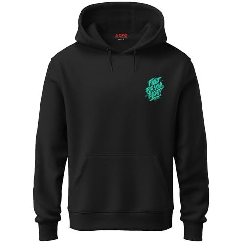 Adro Mens Fight For Your Right Backside Printed Hoodies In Premium Cotton Fleece 340 Gsm (H23-M-Fgt-Bl-L_Black)