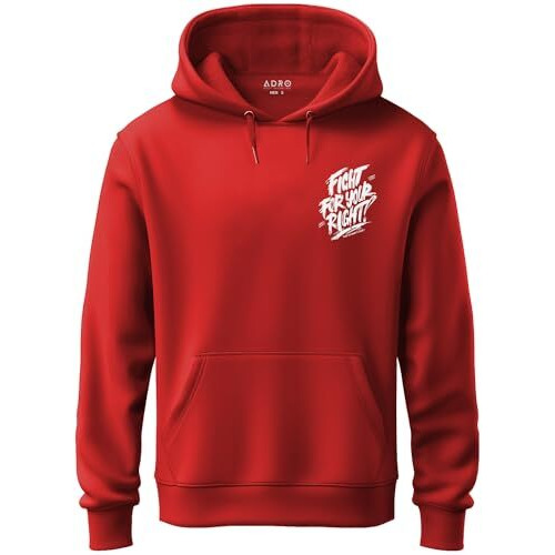 Adro Mens Fight For Your Right Backside Printed Hoodies In Premium Cotton Fleece 340 Gsm (H23-M-Fgt-Rd-M_Red)