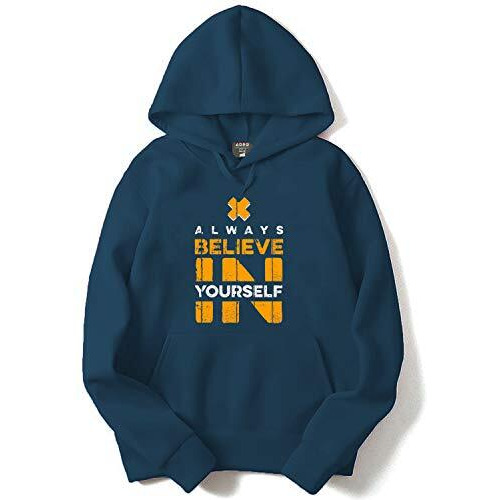 Adro Men's Cotton Neck Hooded Sweatshirt (H20-M-Bel-Sb_Teal_Xl)
