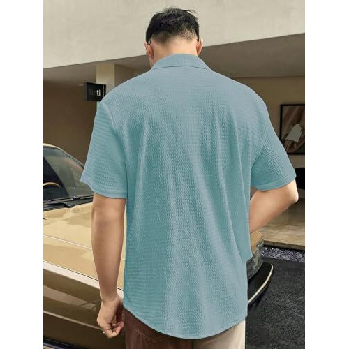 Dhruvi Trendz Mens Polly Cotton Men's Casual Shirt Regular Fit Casual (Dt-Ms-6130_Blue_S)