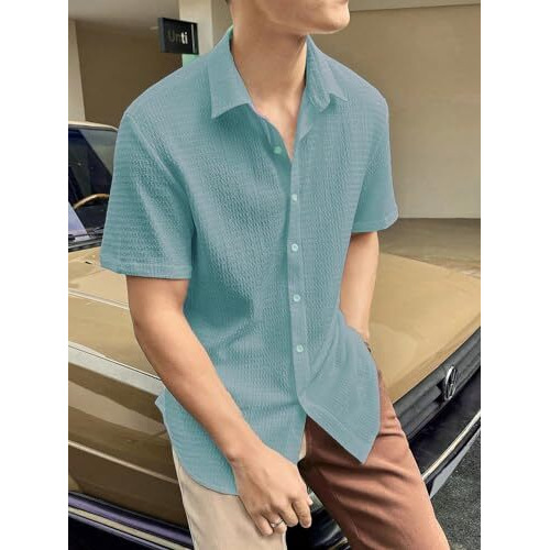 Dhruvi Trendz Mens Polly Cotton Men's Casual Shirt Regular Fit Casual (Dt-Ms-6130_Blue_S)