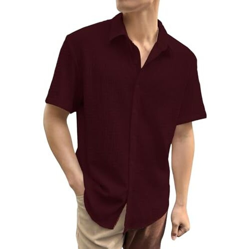 Dhruvi Trendz Mens Polly Cotton Men's Casual Shirt Regular Fit Casual (Dt-Ms-6131_Maroon_S)