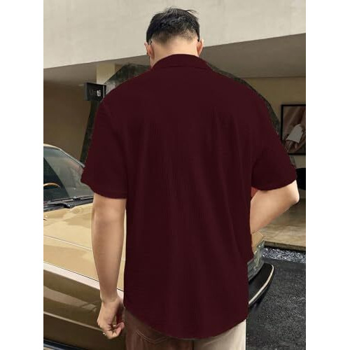 Dhruvi Trendz Mens Polly Cotton Men's Casual Shirt Regular Fit Casual (Dt-Ms-6131_Maroon_S)