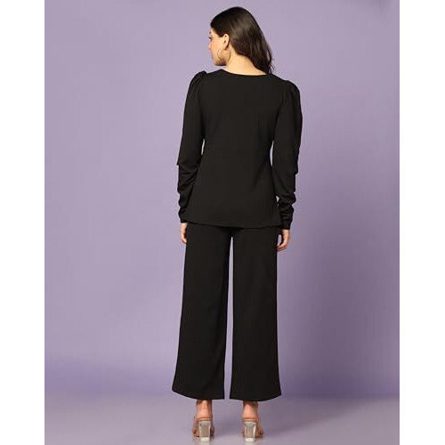 Dhruvi Trendz Womens Rayon Co-Ord Set Regular Fit Co-Ord Set (Dt-W1807&Tr863_Black_Xl)