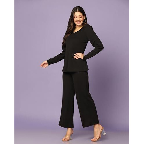 Dhruvi Trendz Womens Rayon Co-Ord Set Regular Fit Co-Ord Set (Dt-W1807&Tr863_Black_Xl)