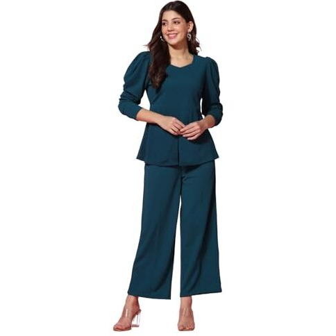 Dhruvi Trendz Womens Rayon Co-Ord Set Regular Fit Co-Ord Set (Dt-W1806&Tr862_Turquoise_M)