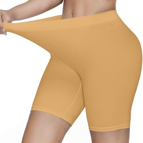Kyda Women's Anti Bacterial Cycling Shorts, Under Skirt Biker Shorts, High Waist Stretchable Yoga Shorts & Gym Workout Skin Fit Shorties(Sandle_S)