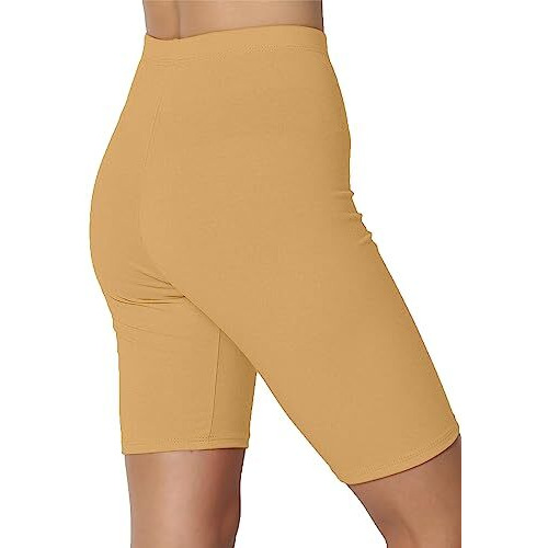Kyda Women's Anti Bacterial Cycling Shorts, Under Skirt Biker Shorts, High Waist Stretchable Yoga Shorts & Gym Workout Skin Fit Shorties(Sandle_M)