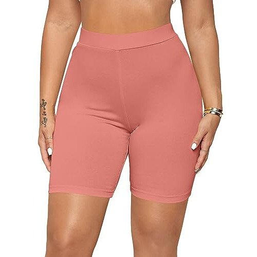 Kyda Women's Anti Bacterial Cycling Shorts, Under Skirt Biker Shorts, High Waist Stretchable Yoga Shorts & Gym Workout Skin Fit Shorties(Coral_L)