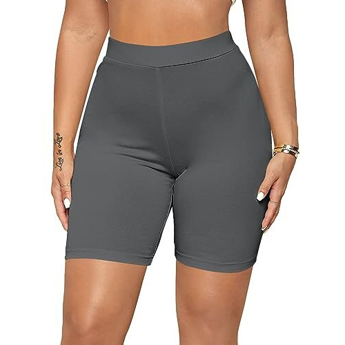 Kyda Women's Anti Bacterial Cycling Shorts, Under Skirt Biker Shorts, High Waist Stretchable Yoga Shorts & Gym Workout Skin Fit Shorties(Darkgrey_M)