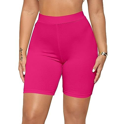 Kyda Women's Anti Bacterial Cycling Shorts, Under Skirt Biker Shorts, High Waist Stretchable Yoga Shorts & Gym Workout Skin Fit Shorties(Darkpink_M)