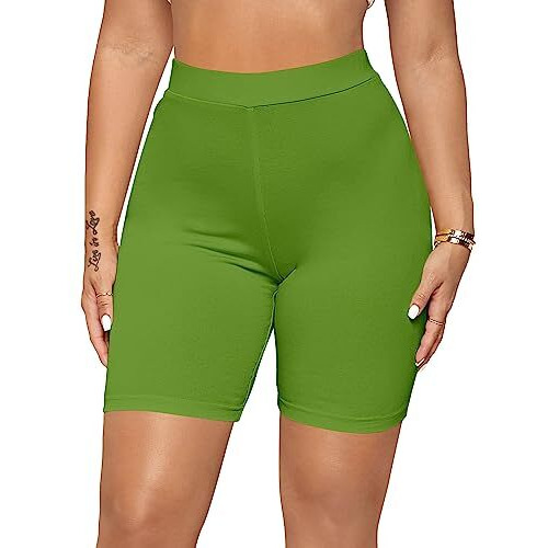 Kyda Women's Anti Bacterial Cycling Shorts, Under Skirt Biker Shorts, High Waist Stretchable Yoga Shorts & Gym Workout Skin Fit Shorties(Green_M)