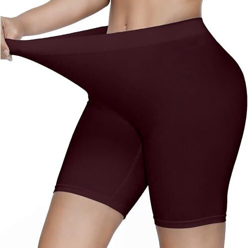 Kyda Women's Anti Bacterial Cycling Shorts, Under Skirt Biker Shorts, High Waist Stretchable Yoga Shorts & Gym Workout Skin Fit Shorties(Maroon_S)