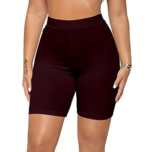 Kyda Women's Anti Bacterial Cycling Shorts, Under Skirt Biker Shorts, High Waist Stretchable Yoga Shorts & Gym Workout Skin Fit Shorties(Maroon_S)