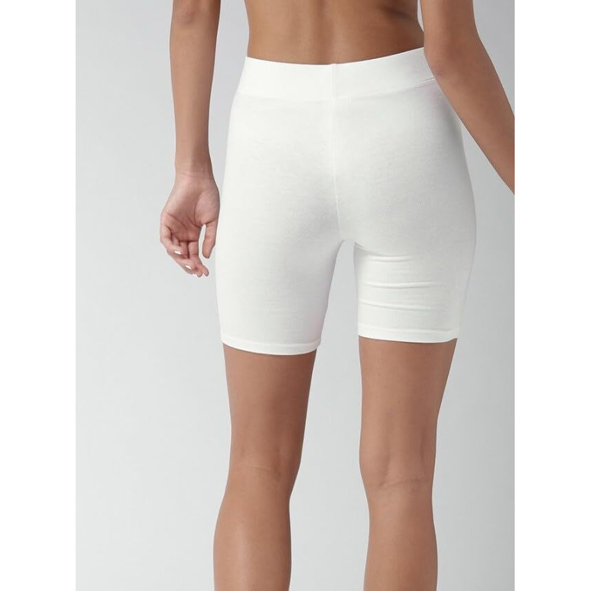Kyda Women's Anti Bacterial Cycling Shorts, Under Skirt Biker Shorts, High Waist Stretchable Yoga Shorts & Gym Workout Skin Fit Shorties(White_M)