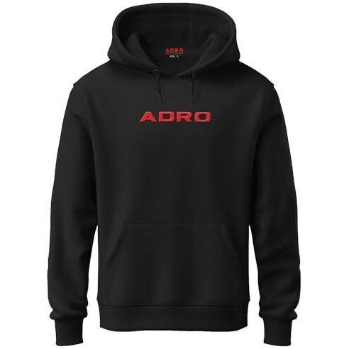 Adro Mens Hoodies With Hail The Dragon Puff Backside Printed, 100% Cotton 340Gsm. (H23-M-Dra-Bl_Black_L)