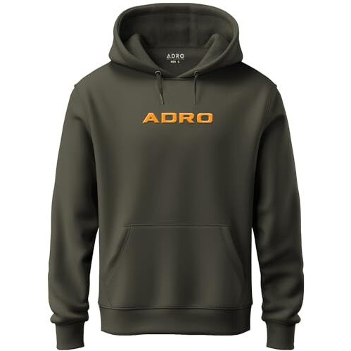 Adro Mens Hoodies With Hail The Dragon Puff Backside Printed, 100% Cotton 340Gsm. (H23-M-Dra-Ol_Olive_M)