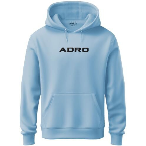 Adro Mens Hoodies With Hail The Dragon Puff Backside Printed, 100% Cotton 340Gsm. (H23-M-Dra-Sk_Skyblue_Xl)