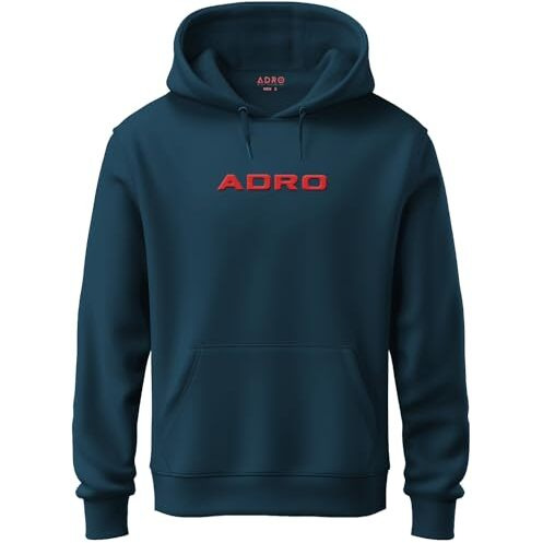 Adro Mens Hoodies With Hail The Dragon Puff Backside Printed, 100% Cotton 340Gsm. (H23-M-Dra-Sb_Teal_M)