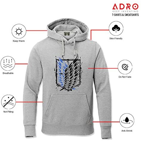 Adro Men's Cotton Neck Hooded Sweatshirt (H22-2-Winn-Gr_Grey_2Xl)