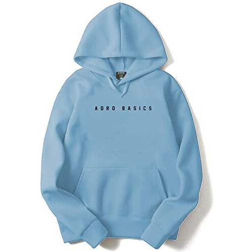 Adro Men's Cotton Neck Hooded Sweatshirt (H22-M-Ar2-Sk_Skyblue_S)