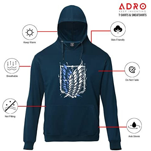 Adro Men's Cotton Neck Hooded Sweatshirt (H22-2-Winn-Sb_Teal_Xl)