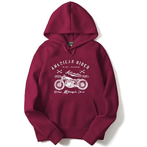 Adro Men's Cotton Neck Hooded Sweatshirt (H-M-Ame-Mr_Maroon_L)