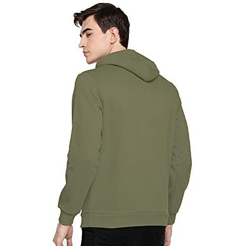 Adro Men's Cotton Neck Hooded Sweatshirt (H-M-Ame-Ol_Olive_M)