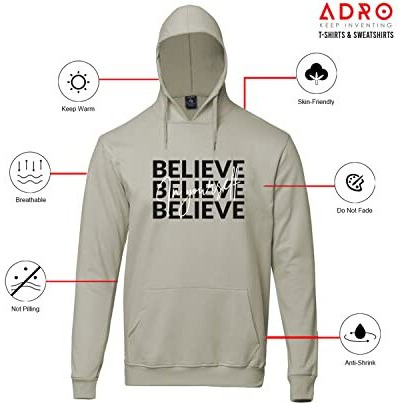 Adro Believe In Your Self Printed Hoodie/Sweatshirt For Men (H22-M-Inv-Ch_Beige_L)