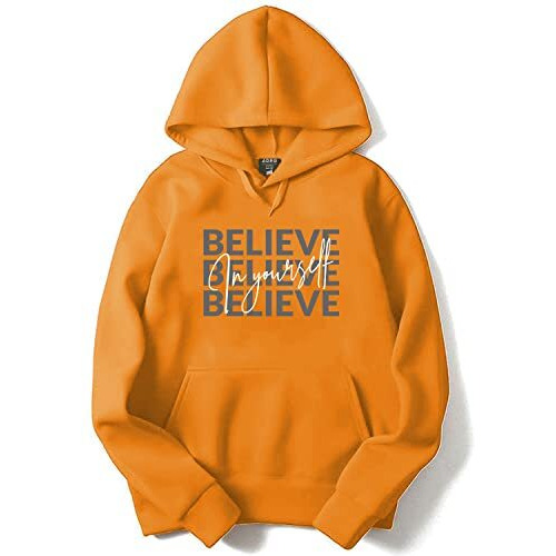 Adro Believe In Your Self Printed Hoodie/Sweatshirt For Men (H22-M-Inv-Mu_Mustard_S)