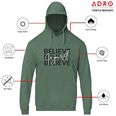 Adro Men's Cotton Neck Hooded Sweatshirt (H22-M-Inv-Pt_Pista_L)