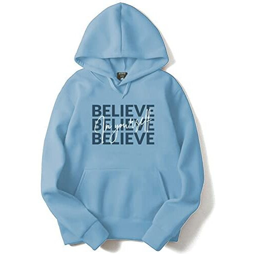 Adro Believe In Your Self Printed Hoodie/Sweatshirt For Men (H22-M-Inv-Sk_Skyblue_Xl)