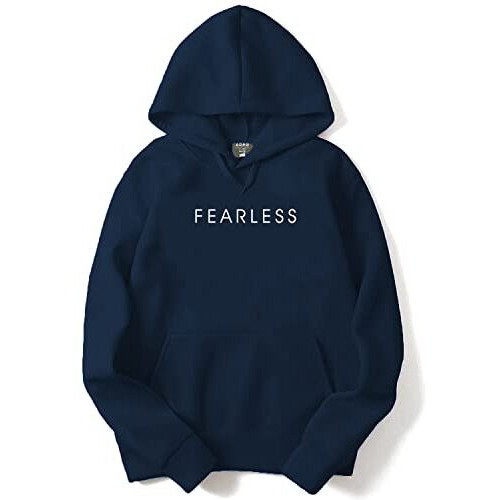 Adro Men's Cotton Neck Hooded Sweatshirt (H22-M-Frl-Nb_Navy_2Xl)