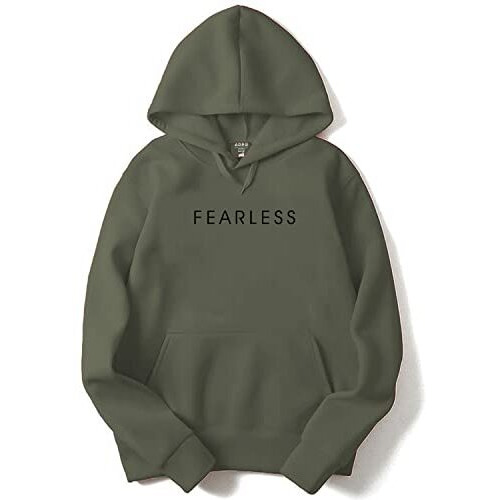 Adro Men's Cotton Neck Hooded Sweatshirt (H22-M-Frl-Ol_Olive_Xl)