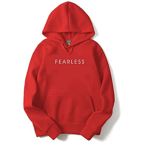 Adro Fearless Printed Hoodie/Sweatshirt For Men (H22-M-Frl-Rd_Red_L)
