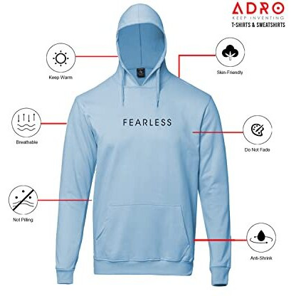 Adro Men's Cotton Neck Hooded Sweatshirt (H22-M-Frl-Sk_Skyblue_M)