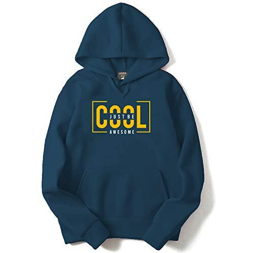 Adro Men's Cotton Neck Hooded Sweatshirt (H21-M-Jba-Sb_Teal_2Xl)