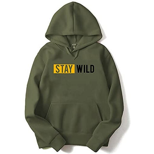 Adro Men's Cotton Neck Hooded Sweatshirt (H21-M-Stay-Ol_Olive_M)