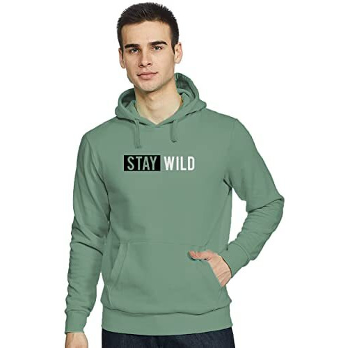 Adro Men's Stay Wild Design Printed Hooded Neck Cotton Hoodies (H21-M-Stay-Pt_Pista_Xl)