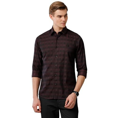 Adro Elegant Essentials Giza Cotton Men's Casual Shirts (Shi-Ch-Dm_Dark Maroon_Xl)