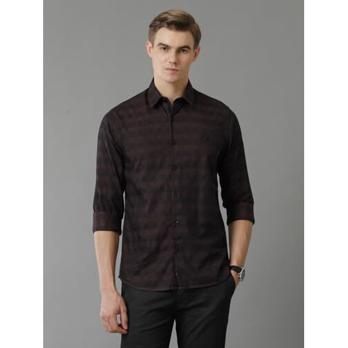 Adro Elegant Essentials Giza Cotton Men's Casual Shirts (Shi-Ch-Dm_Dark Maroon_M)