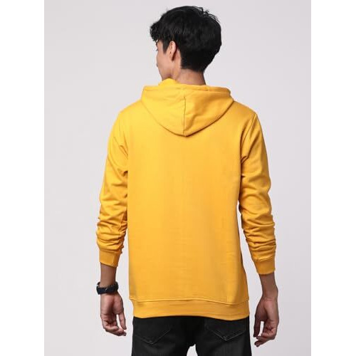 Adro Mens Cotton Solid Hoodie Sweatshirts (H23-Pln-Mu_Mustard_S)